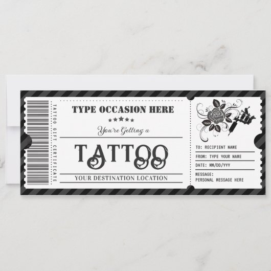 Gutschein für ein individuelles Tattoo-Geschenk Einladung (Vorderseite)