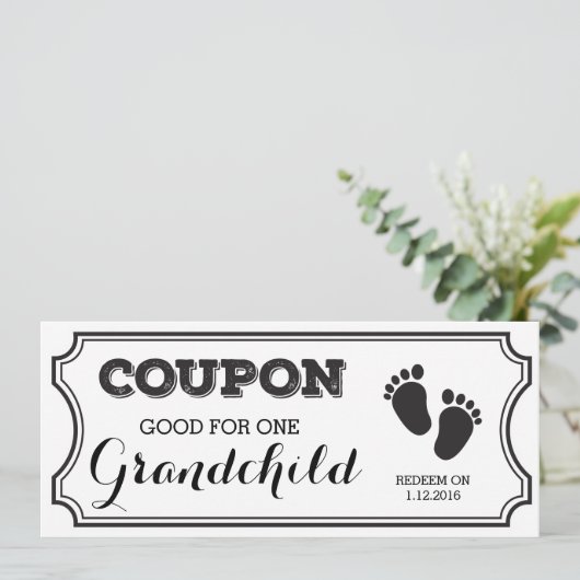 Gutschein für eine Grandchild Baby Ankündigung (Stehend Vorderseite)