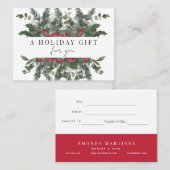 Gutschein für Grünpflanzen & rote Berries Visitenkarte (Vorne/Hinten)