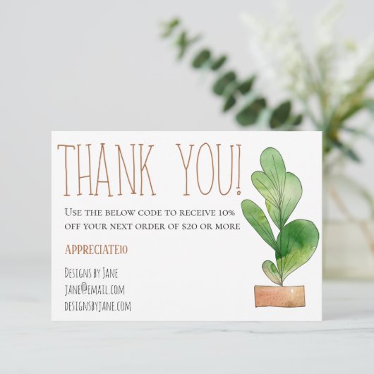 Gutschein für kleine Unternehmen Pink Danke Karte (Stehend Vorderseite)