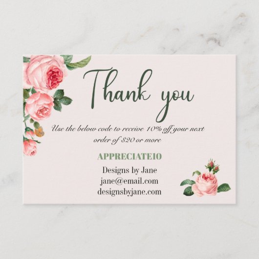 Gutschein für kleine Unternehmen Pink Danke Karte (Vorderseite)