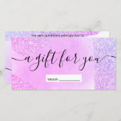 Gutschein für lila Glitzer Glitzern pink-schick (Vorne/Hinten)