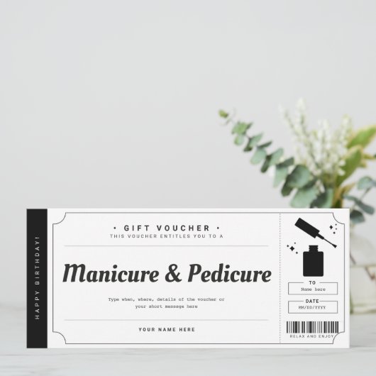 Gutschein für Manicure Pedicure Einladung (Stehend Vorderseite)