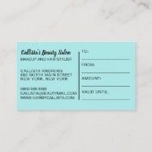 Gutschein für Minz-Silber-Glitzer-Typografie Visitenkarte (Rückseite)