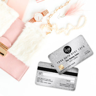 Gutschein für Silberne Glitzer-Logos Visitenkarte