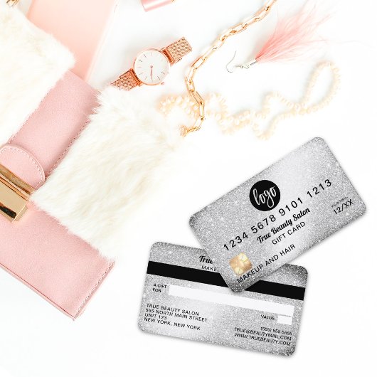 Gutschein für Silberne Glitzer-Logos Visitenkarte