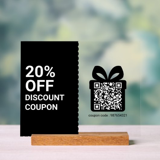 Gutschein-QR-Code Schwarz Marketing Acrylschild (Neutral)