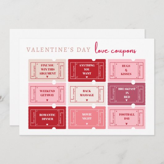 Gutscheinkarte für den Valentinstag Einladung (Vorne/Hinten)