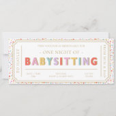Gutscheinkarte für mehrere Punkte Babysitter Einladung (Vorderseite)