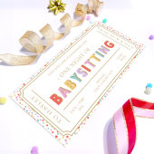 Gutscheinkarte für mehrere Punkte Babysitter Einladung