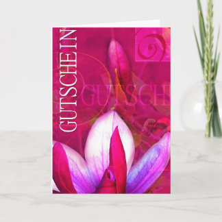 Gutscheinkarte Magnolie Hochformat Karte