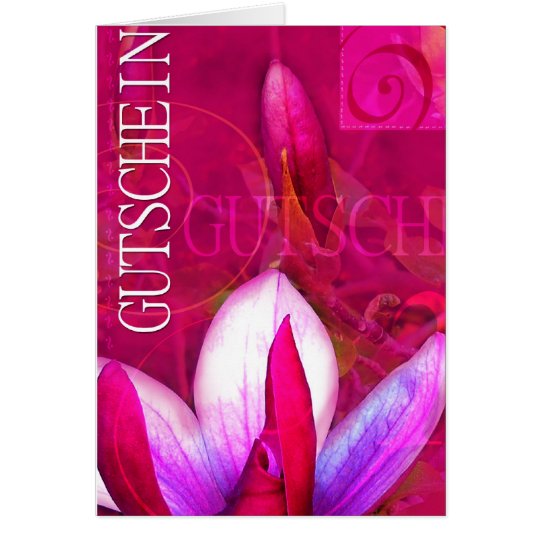 Gutscheinkarte Magnolie Hochformat Karte