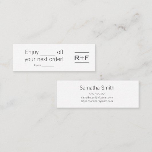 Gutscheinnotizen Mini Visitenkarte (Vorne/Hinten)