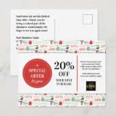 Gutscheinrabatt für Weihnachten Postkarte (Vorne/Hinten)