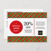 Gutscheinrabatt für Weihnachten Red Green Custom Postkarte (Vorne/Hinten)