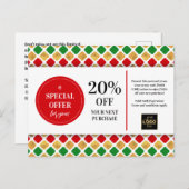 Gutscheinrabatt für Weihnachts-Rot-Gold Postkarte (Vorne/Hinten)