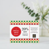 Gutscheinrabatt für Weihnachts-Rot-Gold Postkarte (Stehend Vorderseite)