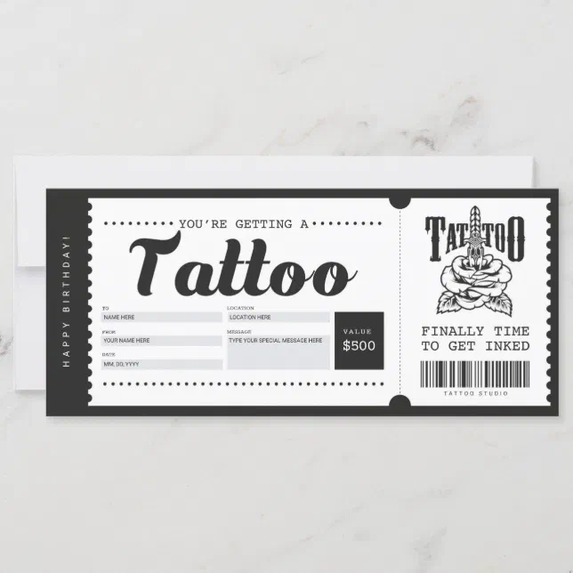 Gutscheinschein für TattooGeschenkgutscheine Zazzle.de