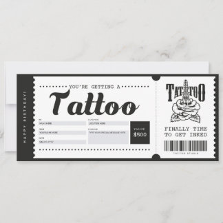 Gutscheinschein für Tattoo-Geschenkgutscheine Einladung