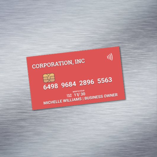 Gutschrift | Debitkarte | Rot Magnetische Visitenkarte (Beispiel)