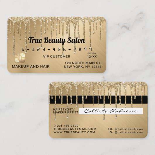 Gutschrift für funkelnd Gold-Metallic-Glitzer-Trop Visitenkarte (Vorne/Hinten)