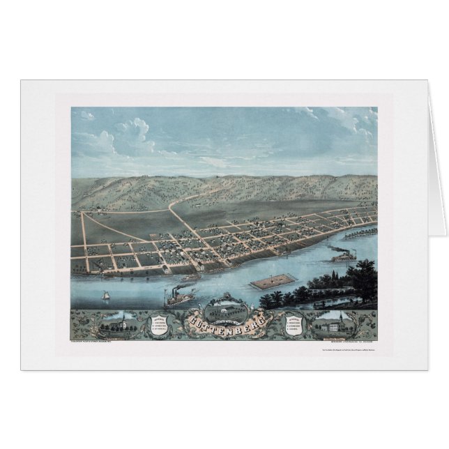 Guttenburg, IA panoramische Karte - 1869 (Vorderseite (Horizontal))