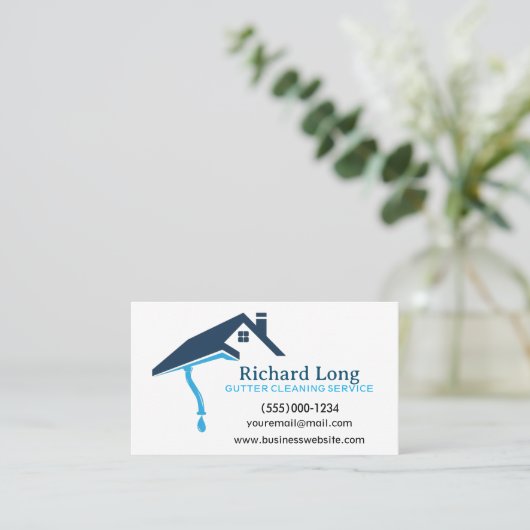 Gutter Clearing Service Business Card Visitenkarte (Stehend Vorderseite)