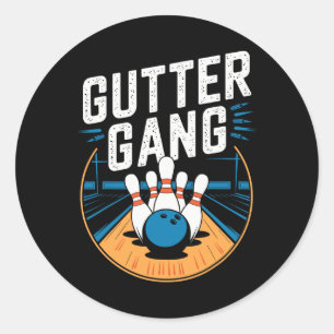Gutter Gang Bowling 4  Runder Aufkleber