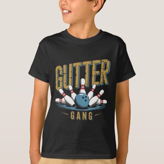 Gutter Gang Bowling Funny Bowler 1 T-Shirt (Vorderseite)