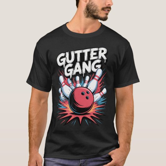 Gutter Gang Bowlingkugel Strike Squad Graffiti Pin T-Shirt (Vorderseite)