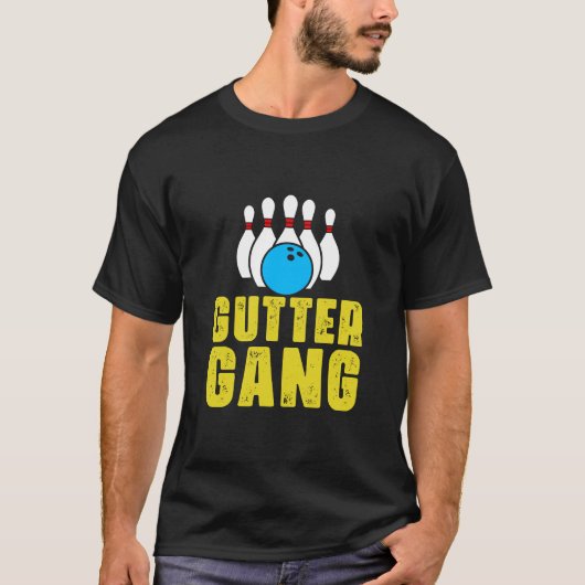 Gutter Gang Funny nannte Bowling Cool Simple T-Shirt (Vorderseite)