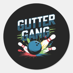 Gutter Gang T-Shirt Lustige Bowling-Shirts Gutter  Runder Aufkleber