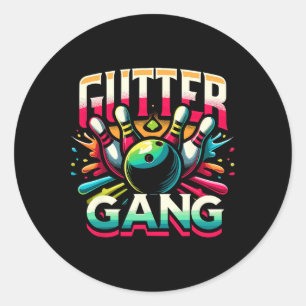 Gutter Gang T-Shirt Lustige Bowling-Shirts Gutter Runder Aufkleber