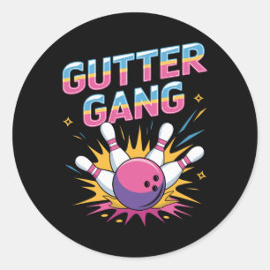 Gutter Gang T-Shirt Lustige Bowling-Shirts Gutter Runder Aufkleber