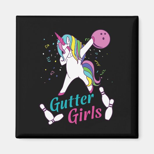 Gutter Girls Einhorn Bowling Team Liga Nacht Oder  Magnet (Vorne)
