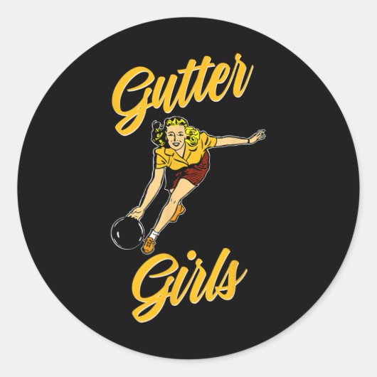 Gutter Girls Funny Retro Bowling Team Gift  Runder Aufkleber (Vorderseite)
