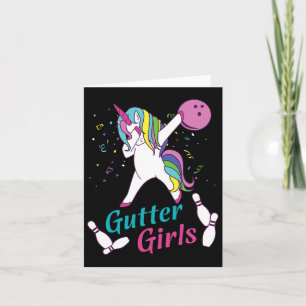 Gutter Girls Unicorn Bowling Team League Night ode Karte