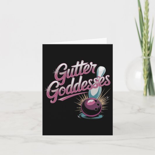 Gutter Goddesses Funny Womens Matching Bowling Tee Karte (Vorderseite)