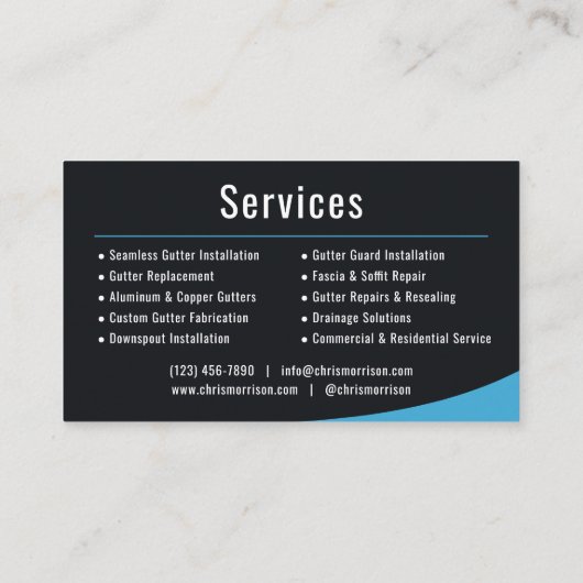 Gutter Installation Service  Visitenkarte (Rückseite)
