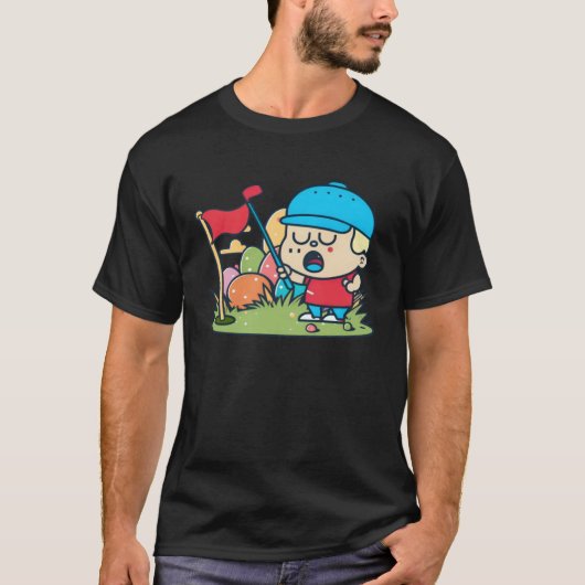 Guy Playing Golf Golf Easter T-Shirt (Vorderseite)