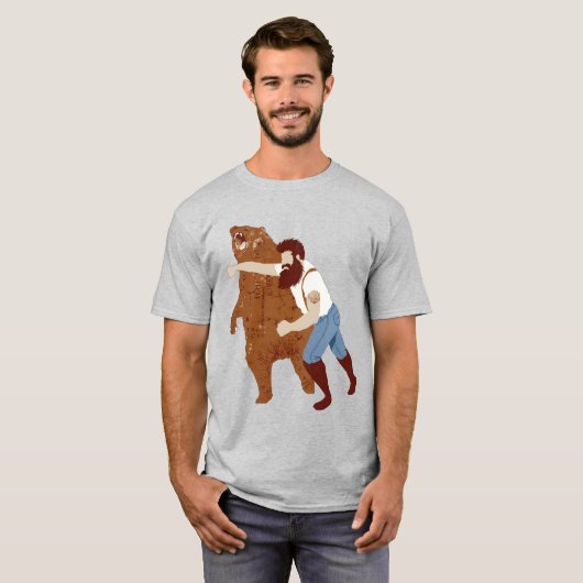 Guy Punching Bear T-Shirt (Vorne ganz)