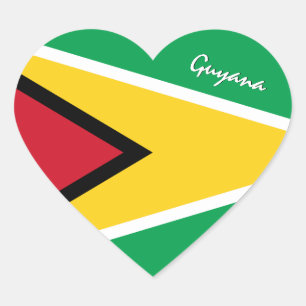 Guyana-Aufkleber, Herz, Patriotische Flagge Guyana Herz-Aufkleber