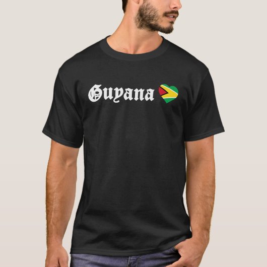 Guyana Blackletter Guyanese Flag Love Heart Carniv T-Shirt (Vorderseite)