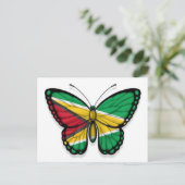 Guyana Butterfly Flag Postkarte (Stehend Vorderseite)