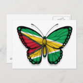Guyana Butterfly Flag Postkarte (Vorne/Hinten)