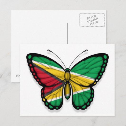 Guyana Butterfly Flag Postkarte (Vorne/Hinten)