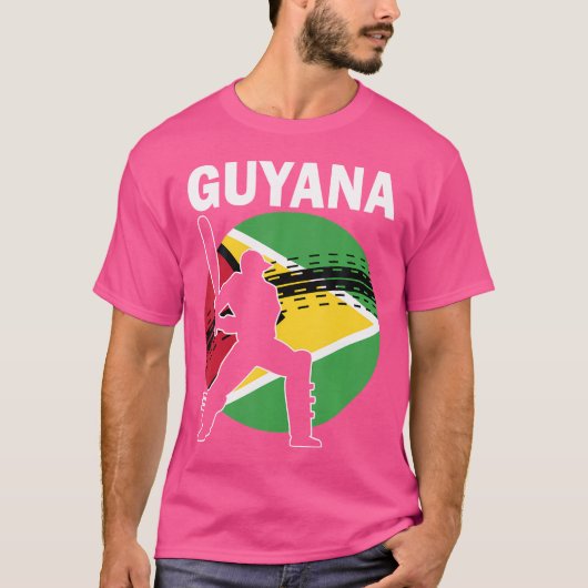 Guyana Cricket Fans Guyana Flag Cricket Player T-Shirt (Vorderseite)