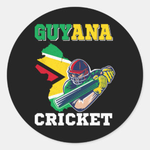 Guyana Cricketspieler Flagge Jersey Guyana Sport Runder Aufkleber