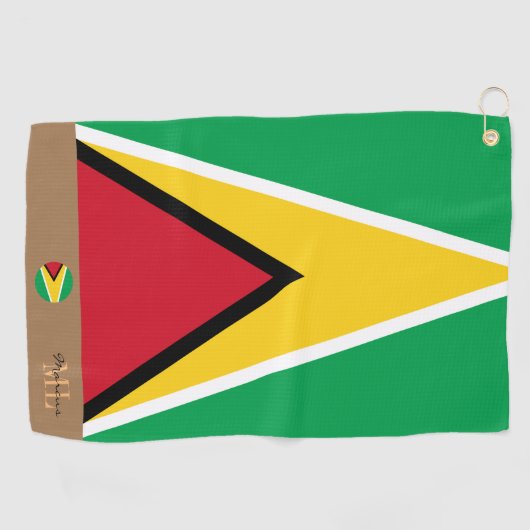 Guyana Fahne & Guyana mit Monogramm / Golfhandtuch (Horizontal)