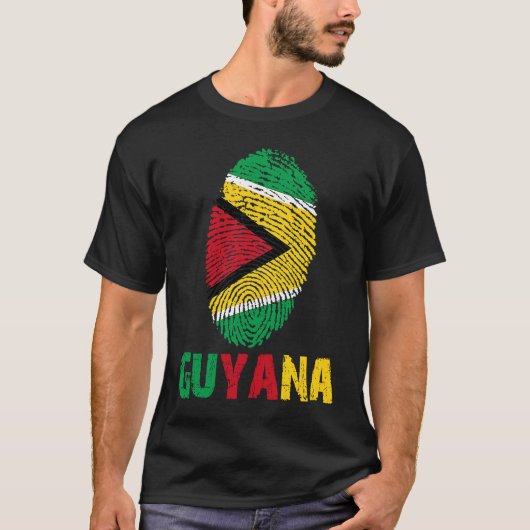 Guyana Finger Print Flag  I Love Guyana Travel T-Shirt (Vorderseite)
